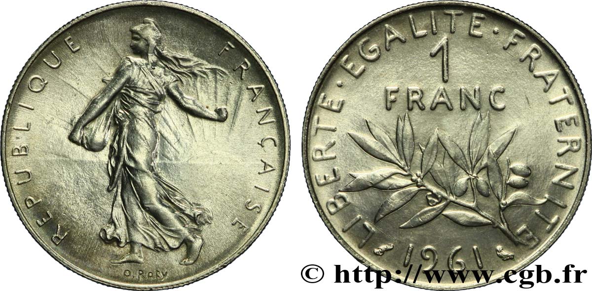 1 franc Semeuse, nickel 1961 Paris F.226/6 fST63 