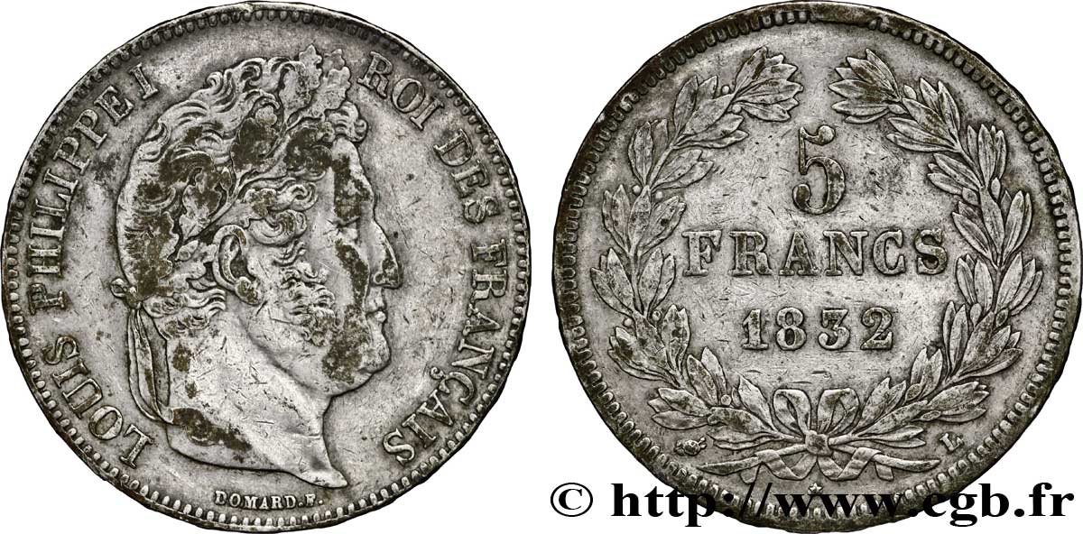 5 francs IIe type Domard 1832 Bayonne F.324/8 XF48 