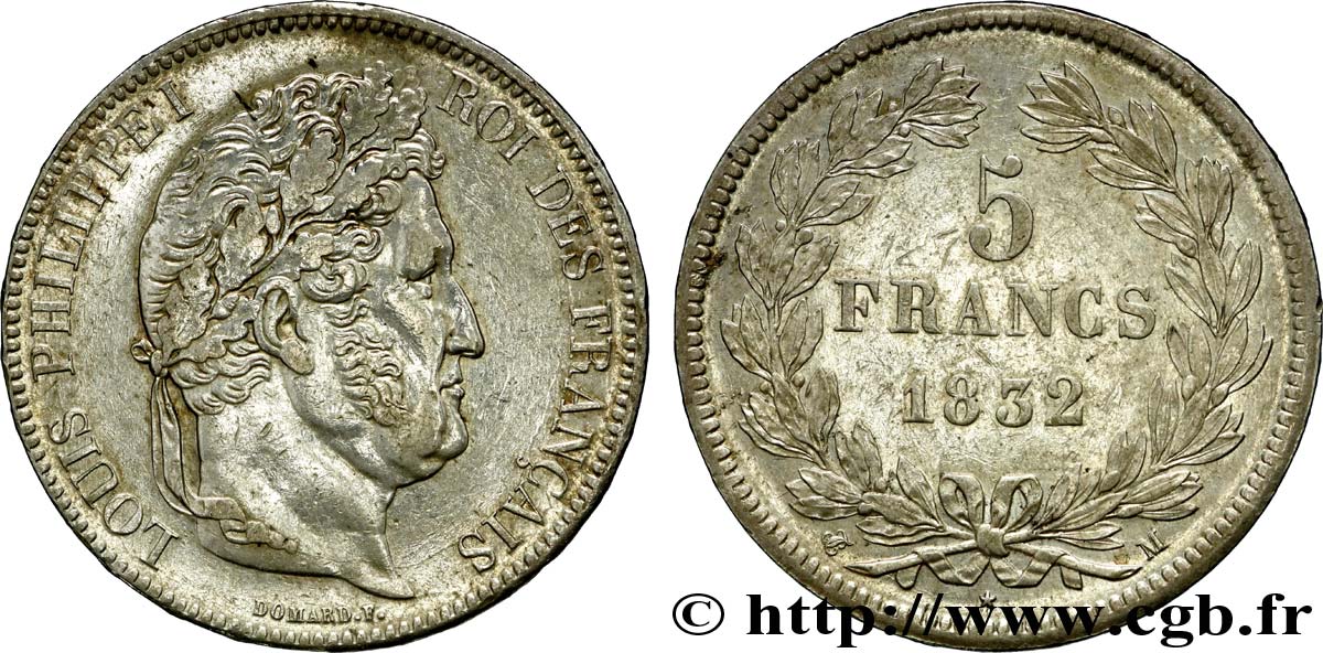 5 francs IIe type Domard 1832 Toulouse F.324/9 MBC45 