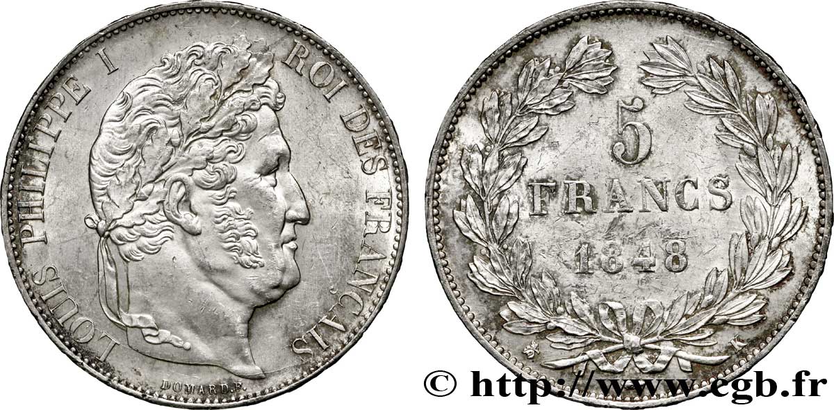5 francs IIIe type Domard 1848 Bordeaux F.325/19 EBC59 