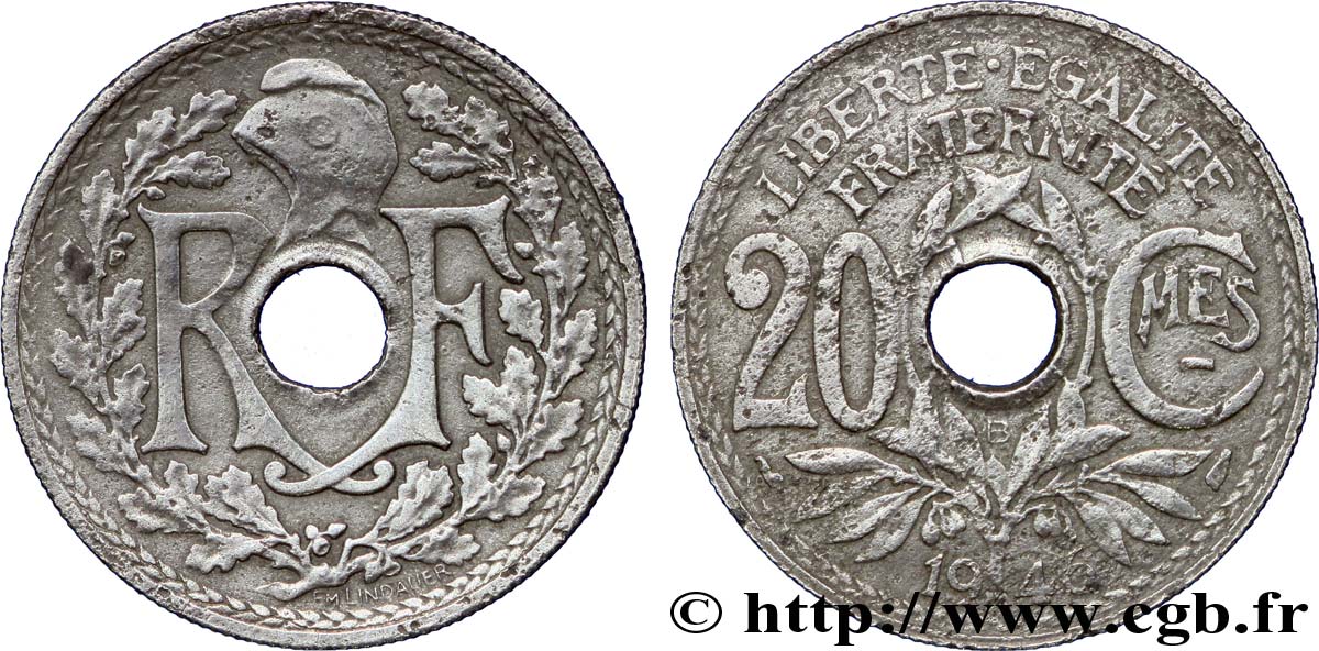 20 centimes Lindauer Zinc 1945 Beaumont-le-Roger F.155/3 MBC40 