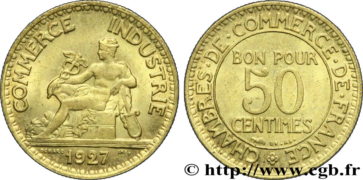 50 centimes Chambres de Commerce 1927 Paris F.191/9 VZ62 