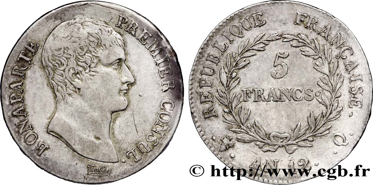 5 francs Bonaparte Premier Consul 1804 Perpignan F.301/23 MBC45 