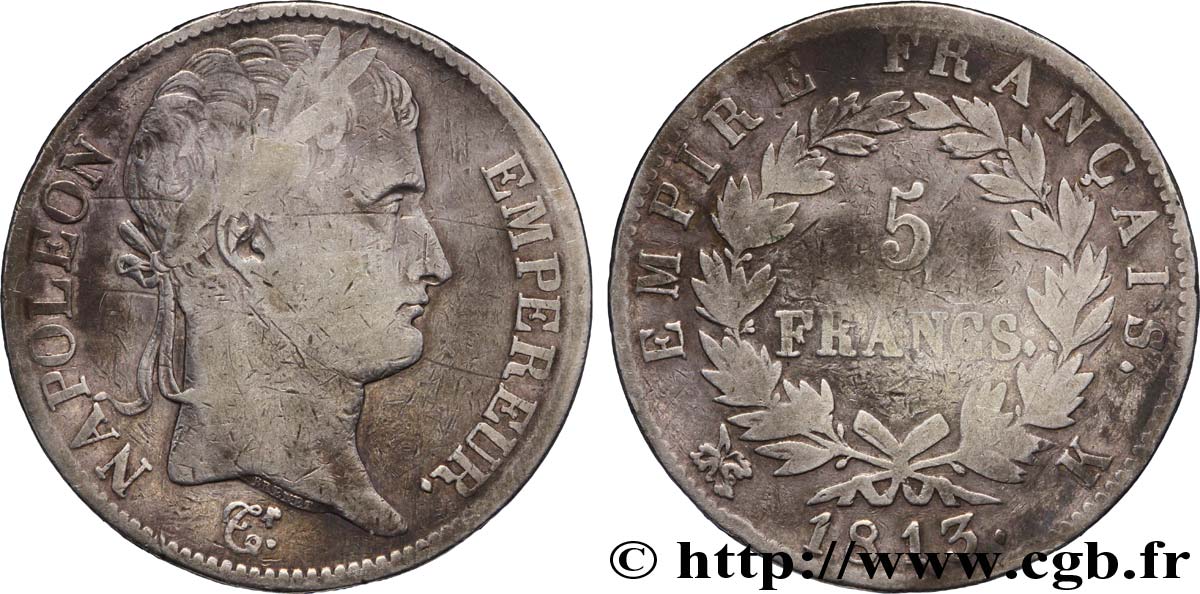 5 francs Napoléon Empereur, Empire français 1813 Bordeaux F.307/66 BC18 