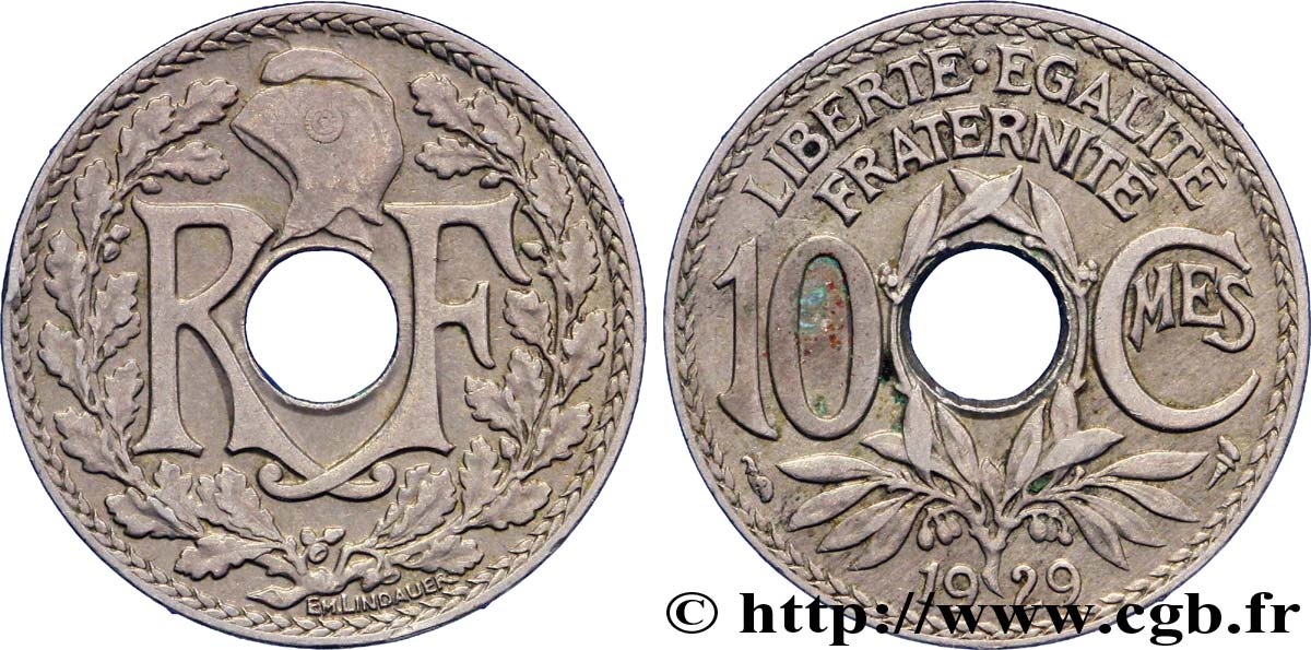 10 centimes Lindauer, coin choqué 1929  F.138/16 MBC45 