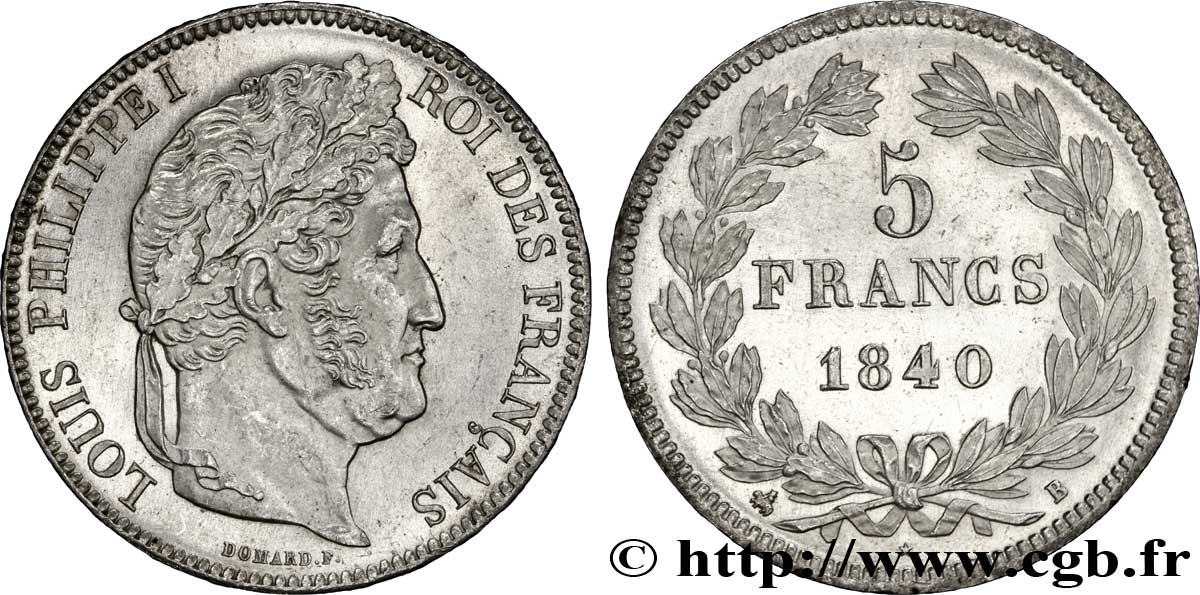 5 francs IIe type Domard 1840 Rouen F.324/84 VZ60 