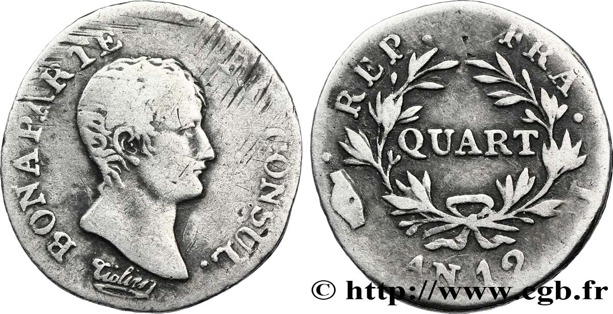 Quart (de franc) Bonaparte Premier Consul 1804 Limoges F.157/4 TB15 