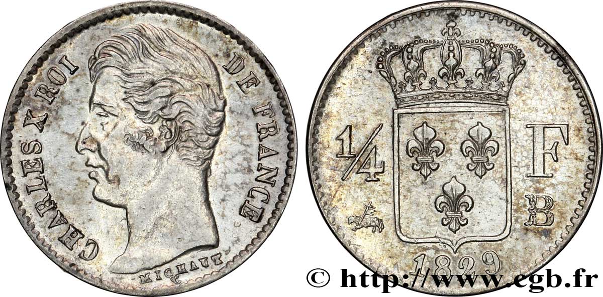 1/4 franc Charles X 1829 Rouen F.164/30 SUP58 