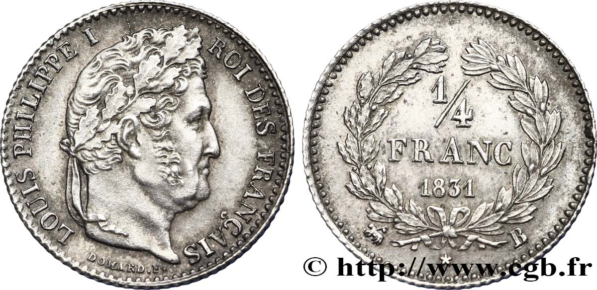1/4 franc Louis-Philippe 1831 Rouen F.166/2 SUP60 
