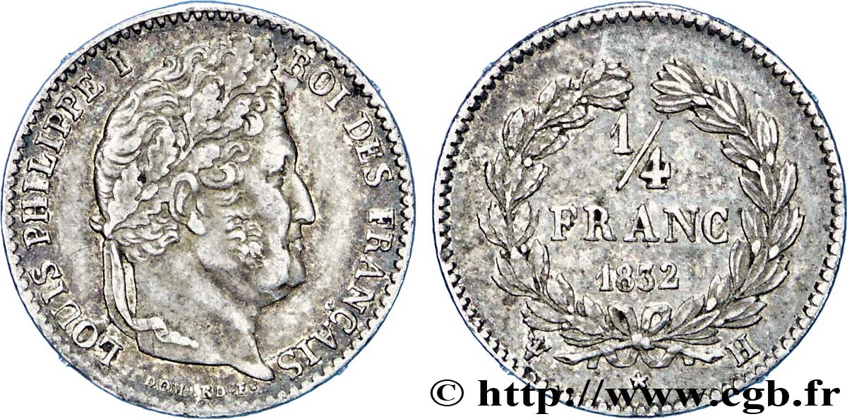 1/4 franc Louis-Philippe 1832 La Rochelle F.166/19 MBC45 