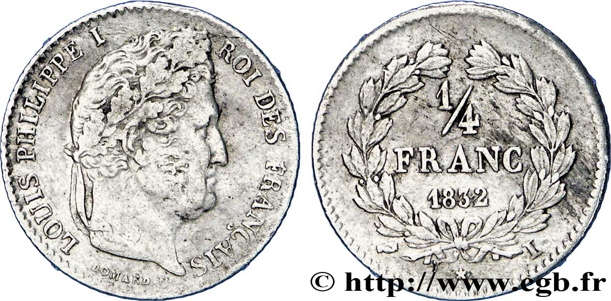 1/4 franc Louis-Philippe 1832 Limoges F.166/20 SS48 