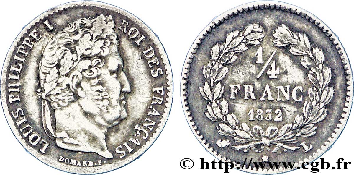 1/4 franc Louis-Philippe 1832 Bayonne F.166/23 TTB45 