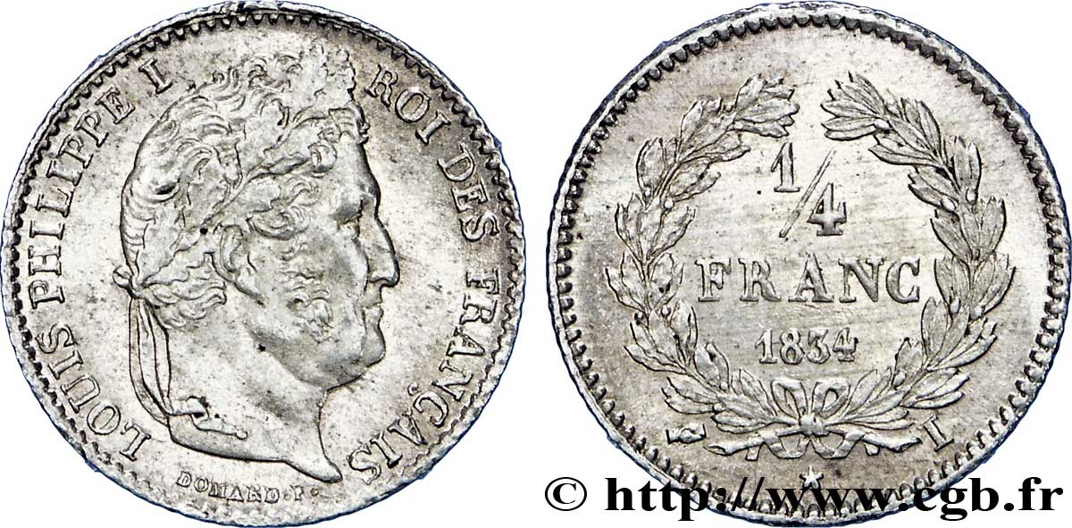 1/4 franc Louis-Philippe 1834 Limoges F.166/42 SUP58 