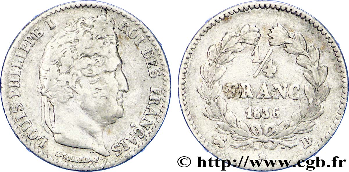 1/4 franc Louis-Philippe 1836 Rouen F.166/60 TB25 