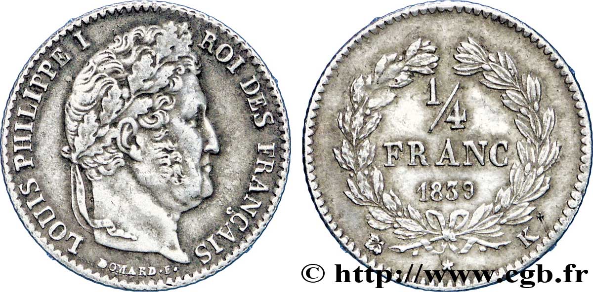 1/4 franc Louis-Philippe 1839 Bordeaux F.166/78 BB50 