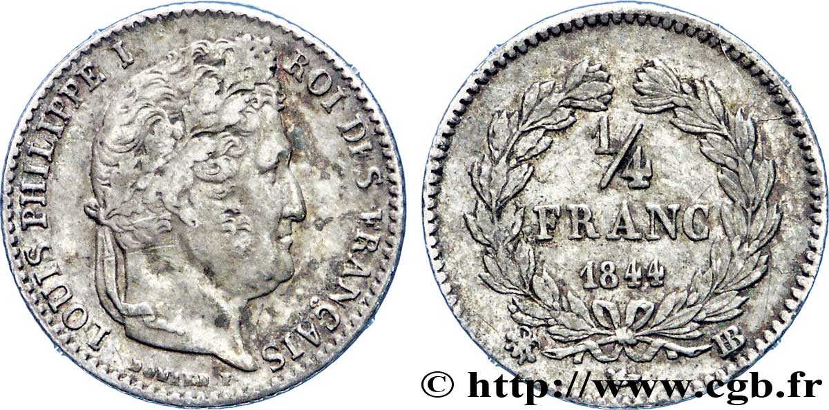 1/4 franc Louis-Philippe 1844 Strasbourg F.166/99 TTB45 