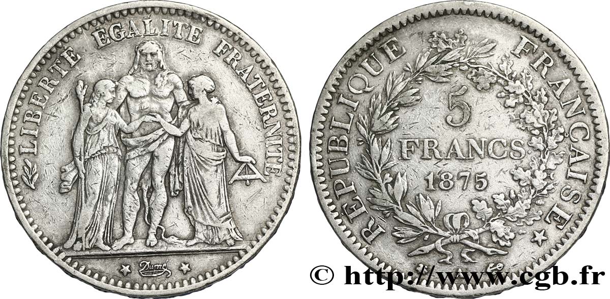 5 francs Hercule 1875 Paris F.334/15 TB30 