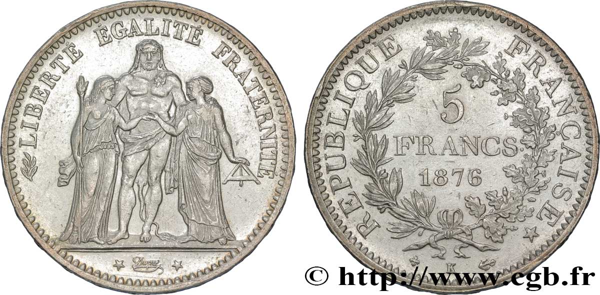 5 francs Hercule 1876 Bordeaux F.334/18 TTB48 