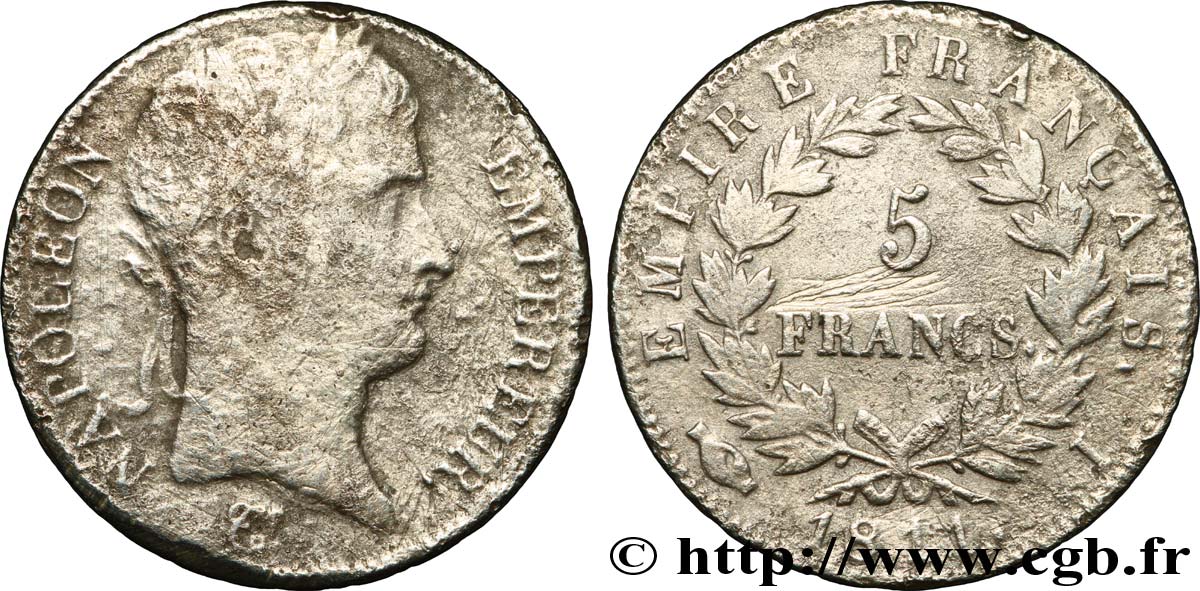 Faux de 5 francs Napoléon Empereur, Empire français 1811 Limoges F.307/32 var. TB25 