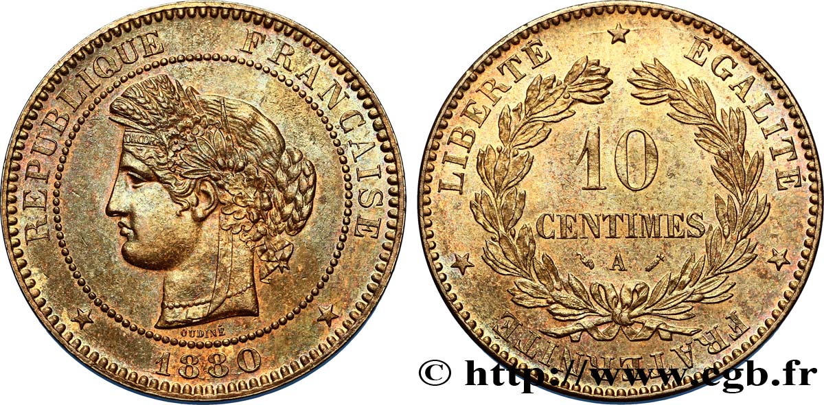 10 centimes Cérès 1880 Paris F.135/24 MS60 