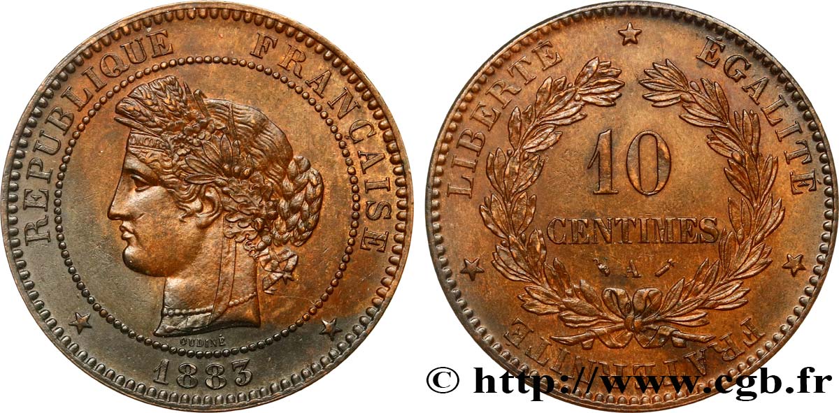 10 centimes Cérès 1883 Paris F.135/27 EBC58 
