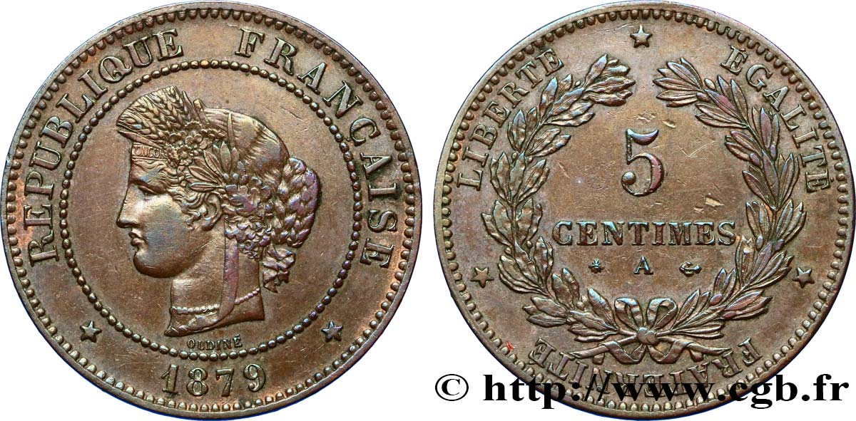 5 centimes Cérès 1879 Paris F.118/20 TTB48 
