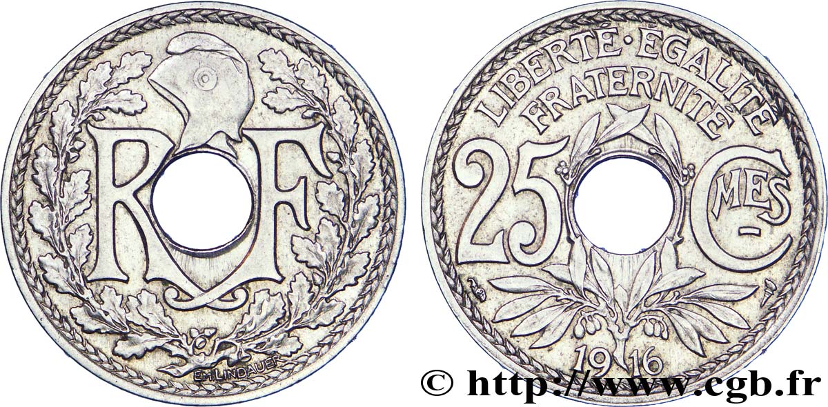 25 centimes Lindauer, Cmes souligné 1916  F.170/4 SUP58 