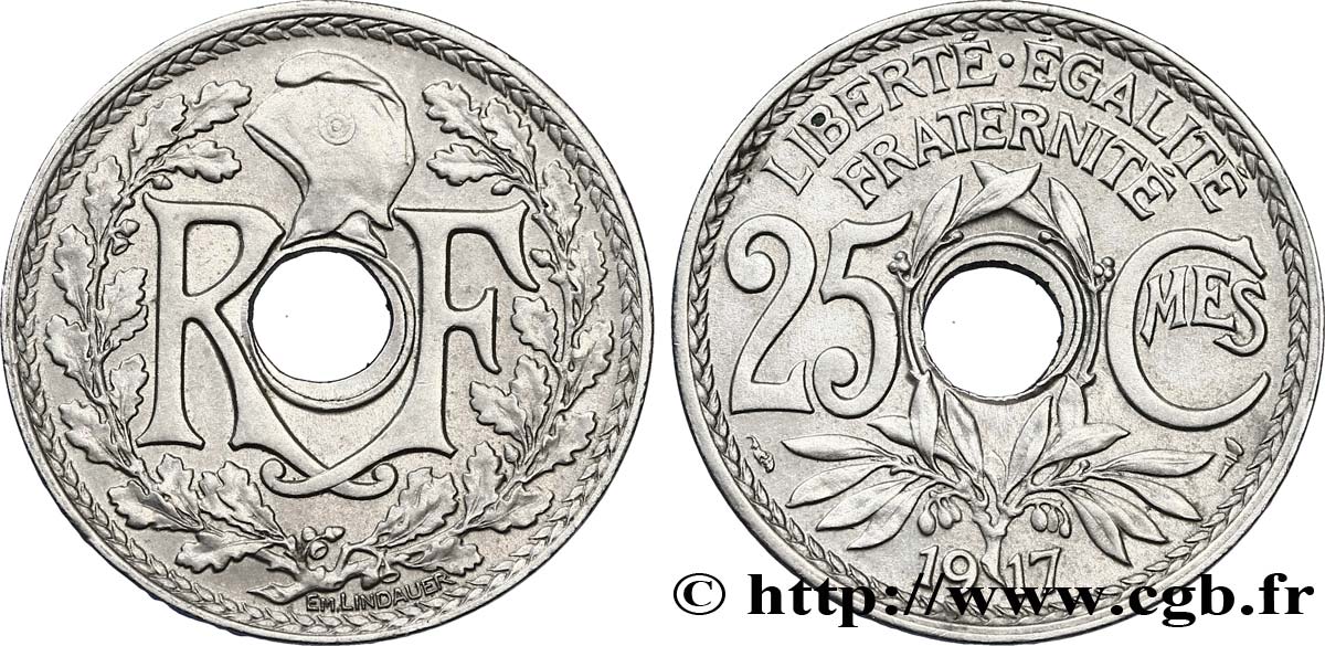 25 centimes Lindauer 1917  F.171/1 SUP60 