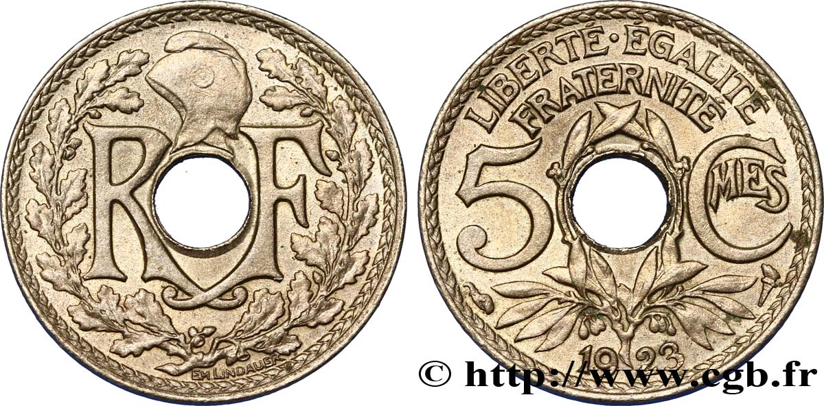 5 centimes Lindauer, petit module 1923 Paris F.122/6 SUP60 