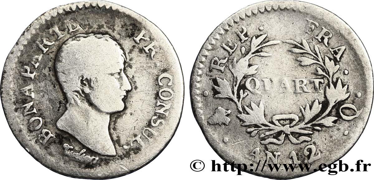 Quart (de franc) Bonaparte Premier Consul 1804 Perpignan F.157/8 B10 