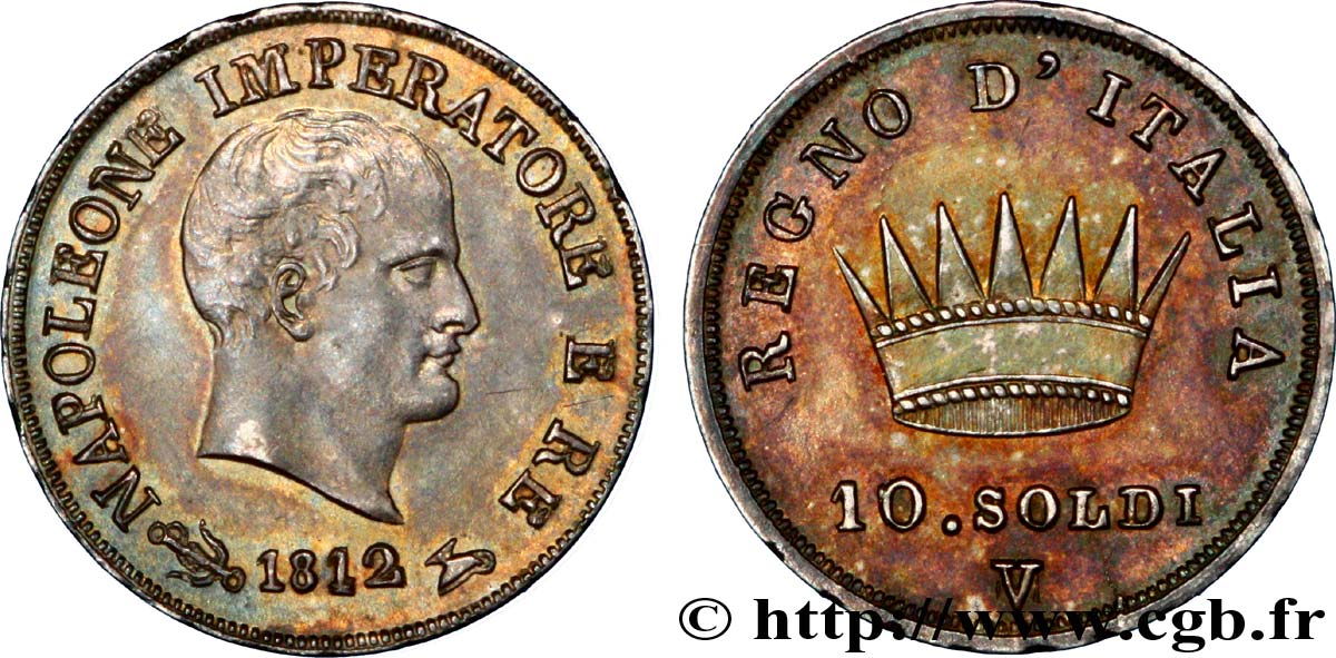 10 soldi Napoléon Empereur et Roi d’Italie 1812 Venise M.42  VZ60 