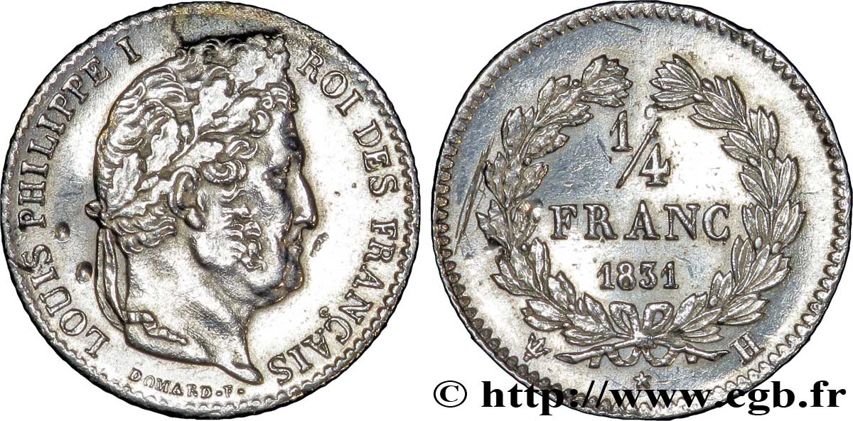 1/4 franc Louis-Philippe 1831 La Rochelle F.166/5 VZ58 