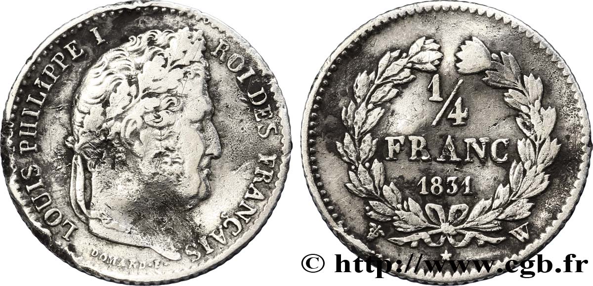 1/4 franc Louis-Philippe 1831 Lille F.166/11 TB30 
