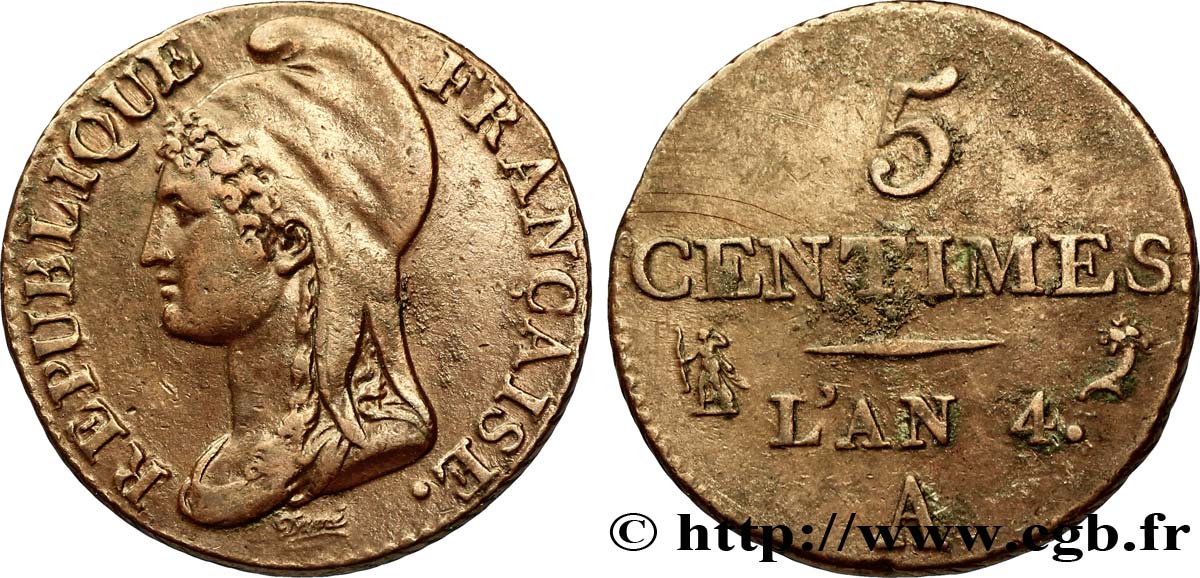 5 centimes Dupré, petit module 1796 Paris F.113/1 TTB53 
