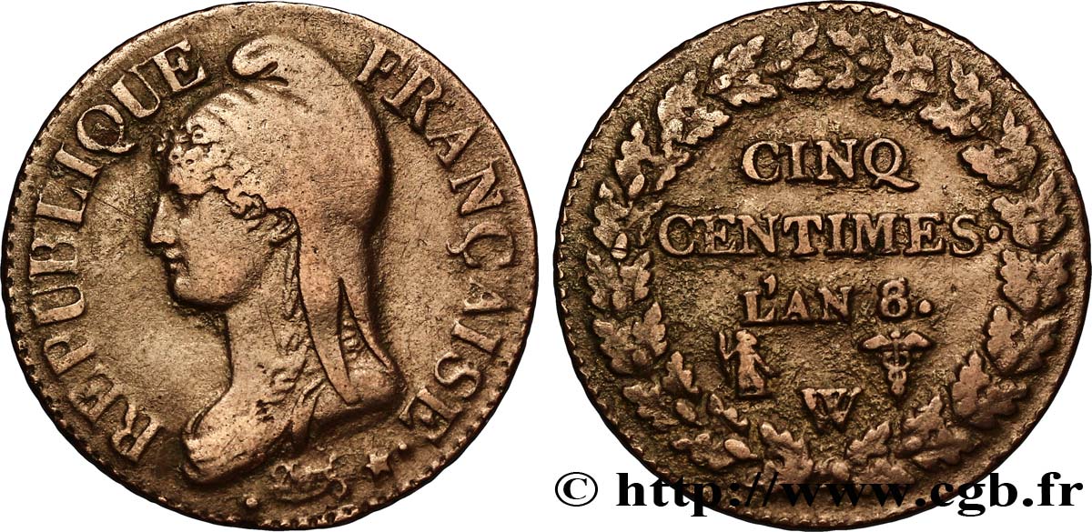 Cinq centimes Dupré, grand module 1800 Lille F.115/138 TTB42 