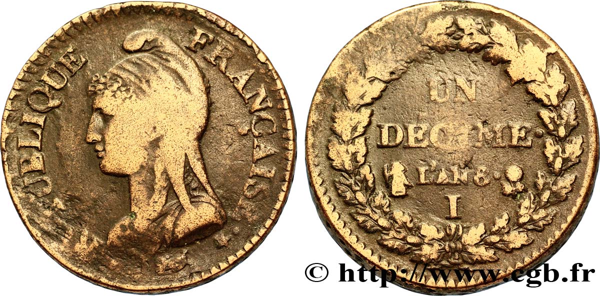 Un décime Dupré, grand module 1800 Limoges F.129/67 BC30 