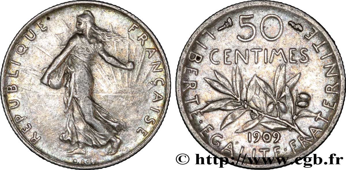 50 centimes Semeuse 1909  F.190/16 AU50 