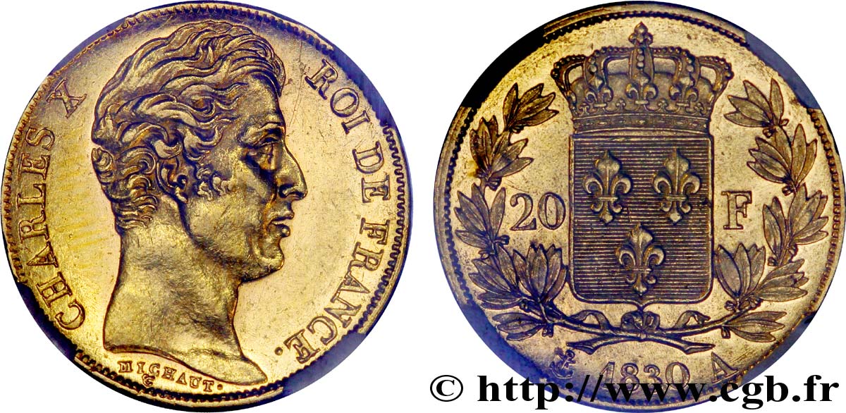 20 francs or Charles X 1830 Paris F.521/6 VZ58 