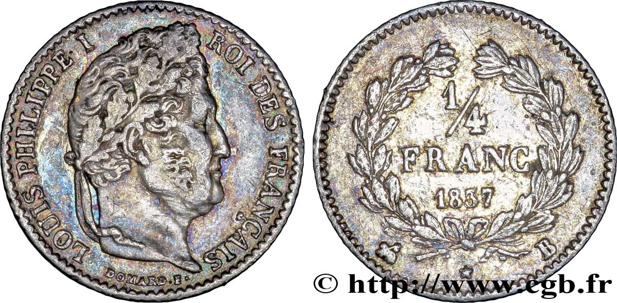 1/4 franc Louis-Philippe 1837 Rouen F.166/64 AU52 