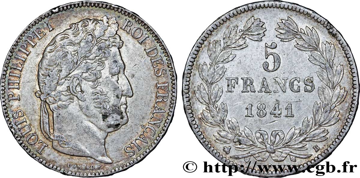 5 francs IIe type Domard 1841 Rouen F.324/91 TTB50 