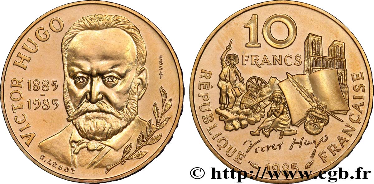 Essai de 10 francs Victor Hugo, tranche B 1985 Pessac F.370/1 MS65 