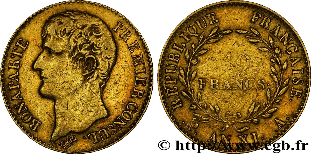 40 francs or Bonaparte, Premier Consul 1803 Paris F.536/2 S35 