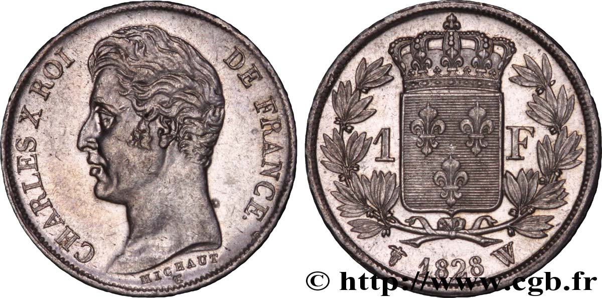 1 franc Charles X 1828 Lille F.207/48 AU58 