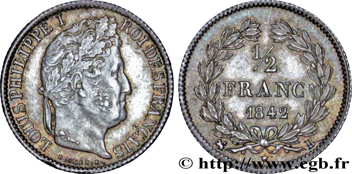 1/2 franc Louis-Philippe 1842 Rouen F.182/95 EBC62 