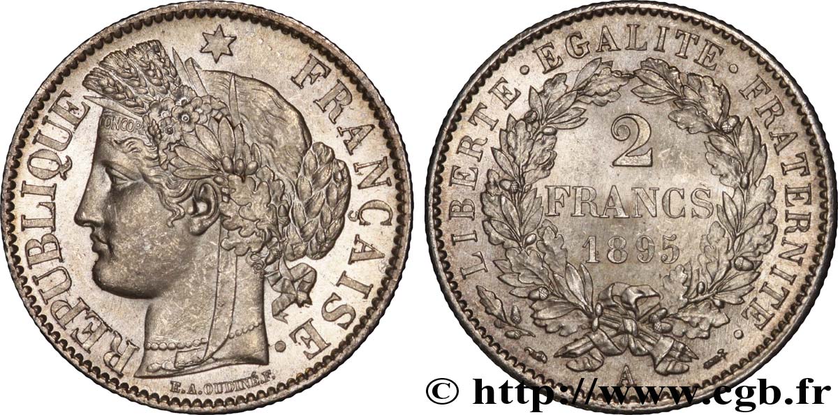 2 francs Cérès, avec légende 1895 Paris F.265/17 SC63 