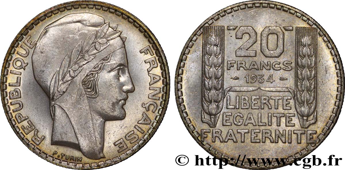 20 francs Turin 1934  F.400/6 MS63 