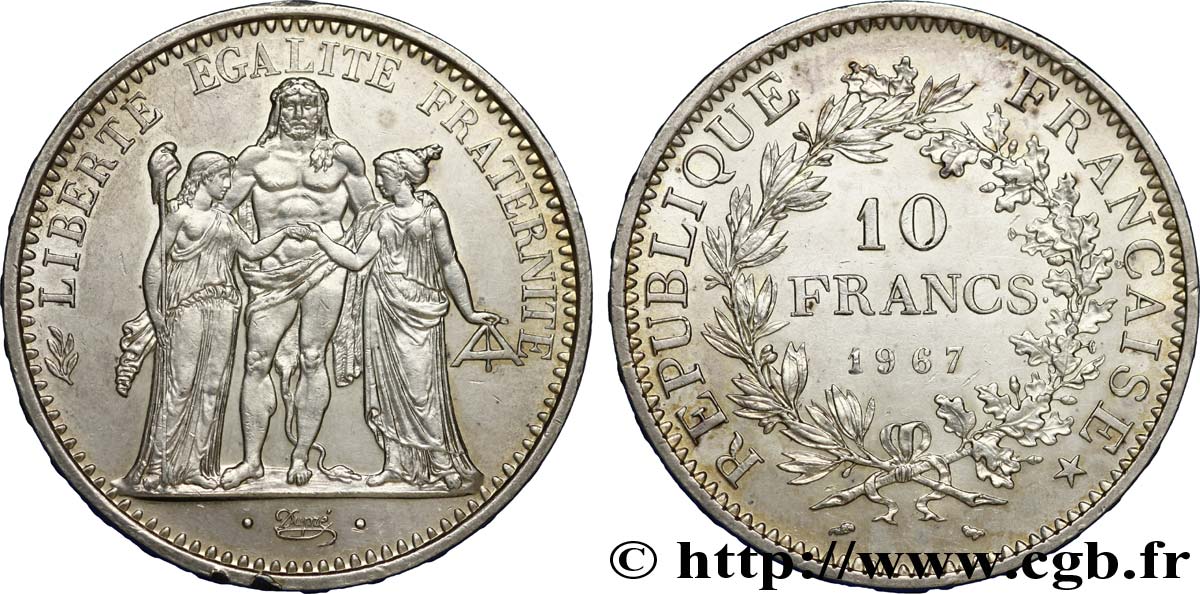 Pièce 10 Francs Hercule 1967 Argent 