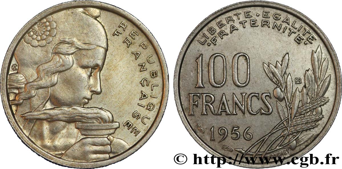 100 francs Cochet 1956 Beaumont-Le-Roger F.450/9 MS62 