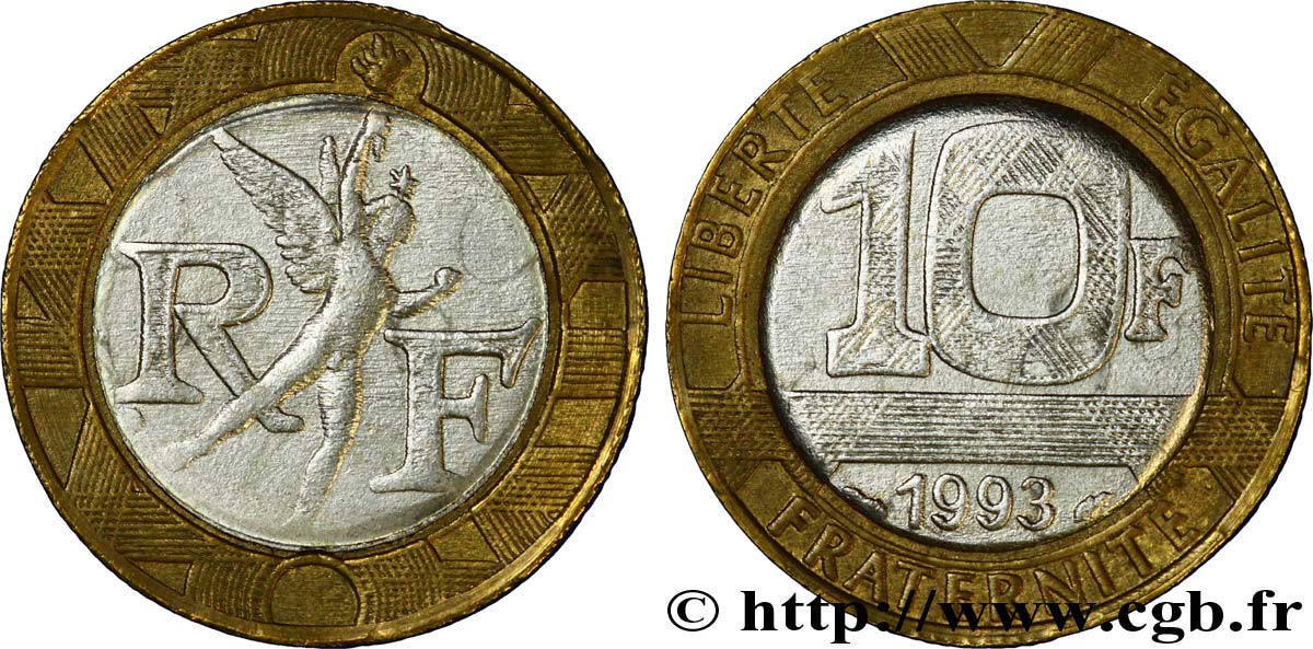 Faux de 10 francs Génie de la Bastille 1993 Pessac F.375/10 var. XF48 