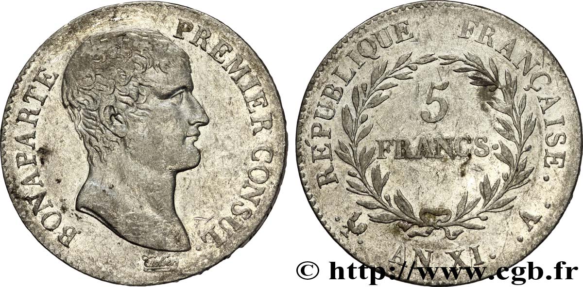 5 francs Bonaparte Premier Consul 1803 Paris F.301/1 BB45 